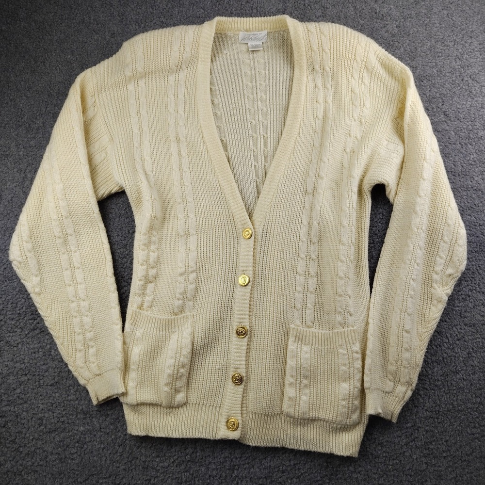 VTG Lord Taylor Long Cardigan Wool Blend‎ Cream Size Large Women's Vintage